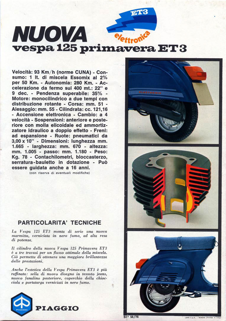 New Vespa 125 Primavera ET3 brochure page 2