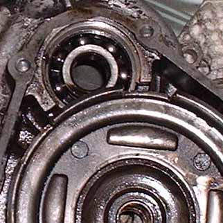 Vespa clutch-side engine case half with the crank removed