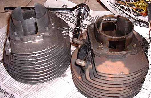 Vespa ET3 and Polini 130 cylinders compared