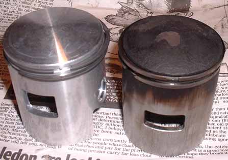 Vespa ET3 and Polini 130 pistons compared