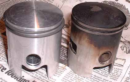 Vespa ET3 and Polini 130 pistons compared