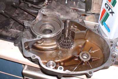 Flywheel-side case half of Vespa smallframe engine