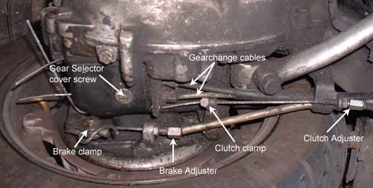 Vespa smallframe underside control cables