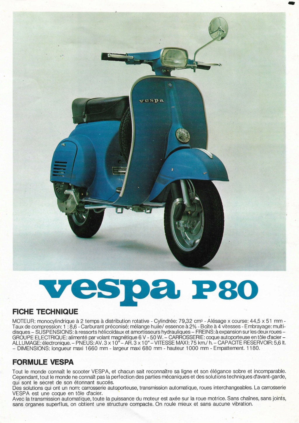 Vespa P80 brochure page 1