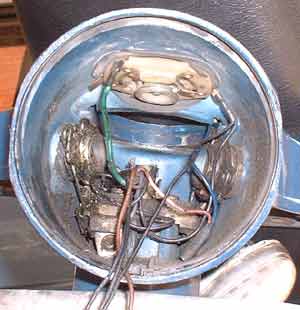 Inside of smallframe Vespa headset with headlight removed